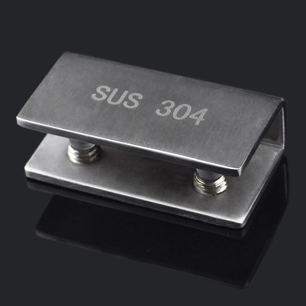 2PCS Hinge Clip Bathroom Glass Clamp Cabinet Shelf Stainless Steel Support Brackets Fixed Door 8-12MM