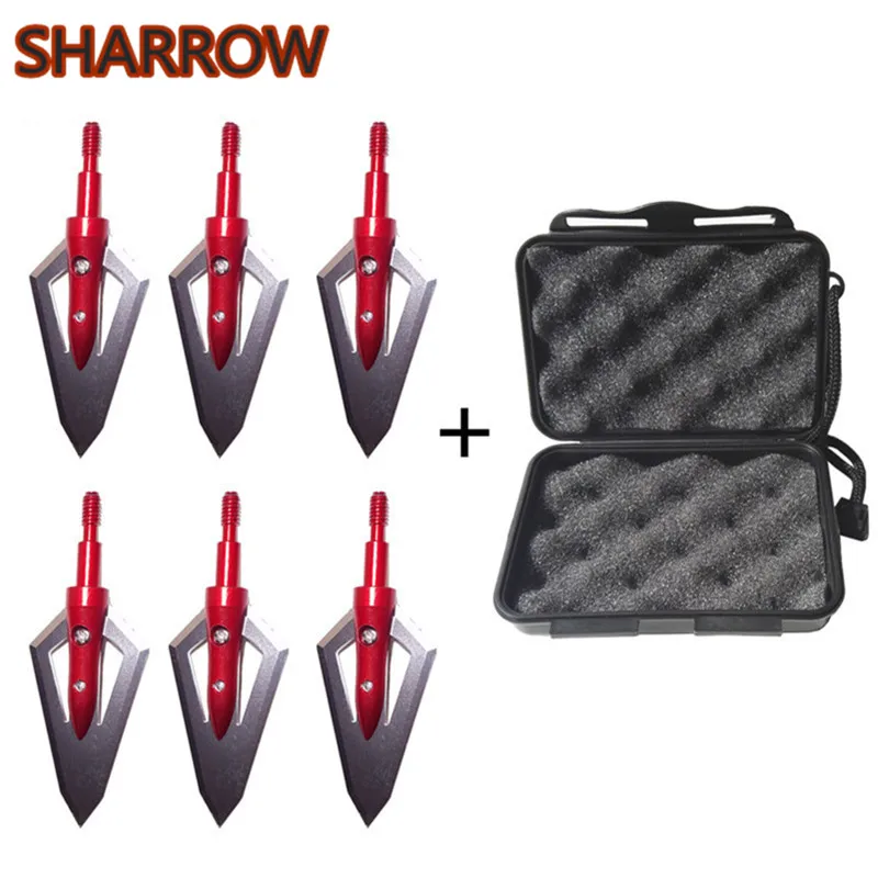 

6Pcs 100 Grain Arrowheads Point Tips with Arrow Box Bow 2 Blades Steel Arrow Head Screw Broadhead Outdoor Shooting Accessories