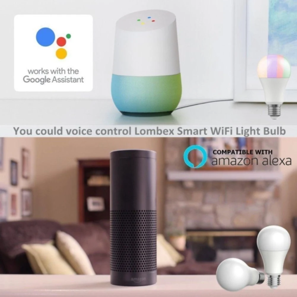 E27 WiFi умный мобильный телефон Голосовое управление RGB энергосберегающий затемнение СВЕТОДИОДНЫЙ многоцветный маленькие умные лампочки 11 Вт Совместимость Alexa Google