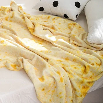 

Taco Tortilla Burrito Blanket Realistic Round 3D Fun Food Warm Soft Wrap Blanket