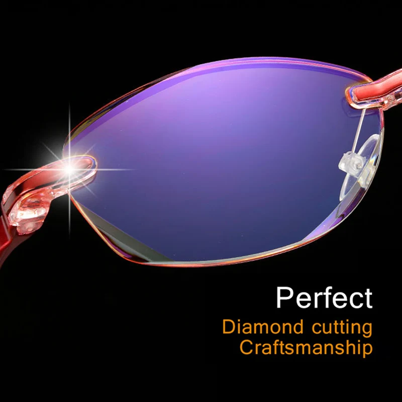 Женские очки без оправы для чтения, модные алмазные обрезные Магнитные очки для пресбиопической съемки+ 1,0+ 1,5+ 2,0+ 2,5+ 3,0+ 3,5+ 4,0 401