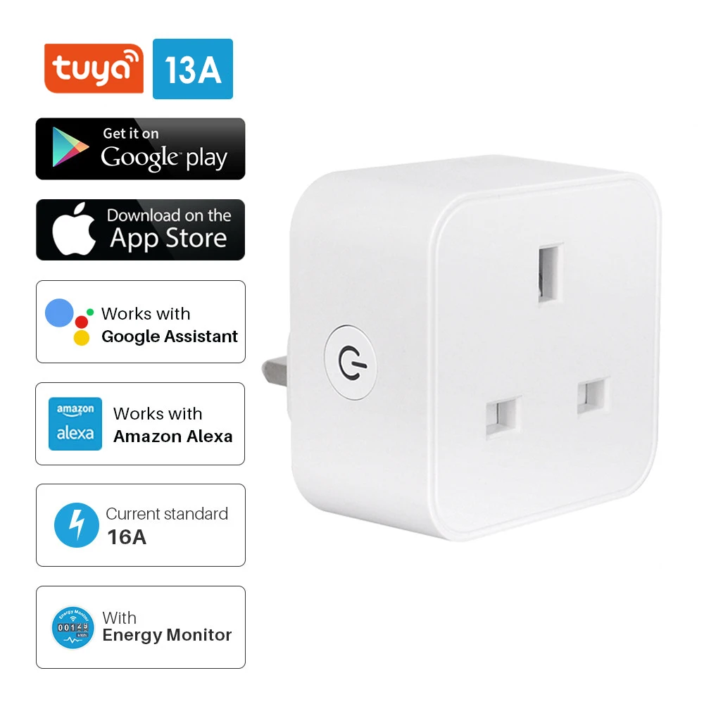

FROGBRO Smart Plug WiFi Socket UK 13A Power Monitor Timing Function Tuya SmartLife APP Control Works With Alexa Google Assistant