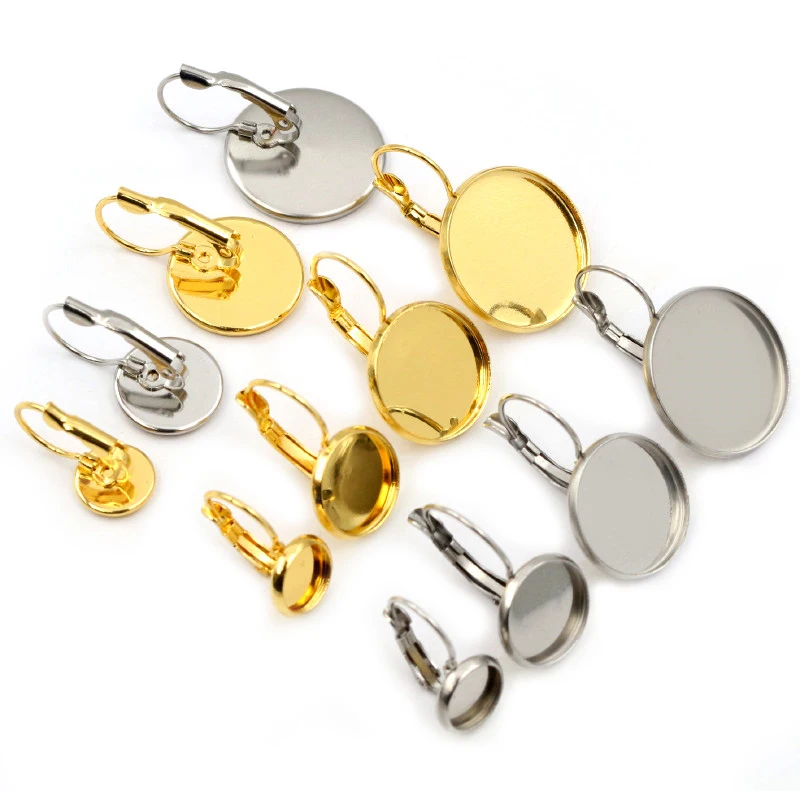 Perlin: 10 Paia Di Orecchini A Farfalla In Acciaio Inox, Cabochon Rotondo Da 6 Mm, Perfetti Per Creare I Tuoi Gioielli (M392) - 3