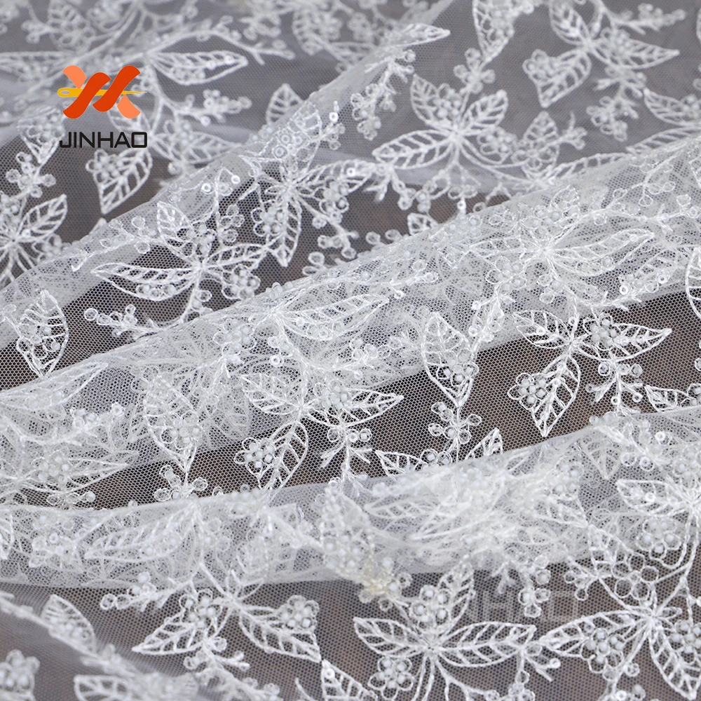 

Embroidered Sequin Lace Fabric White Wedding Beaded Sequin Fabric By The Yard Wholesale Sparkly Material Fabric Used For Dresses