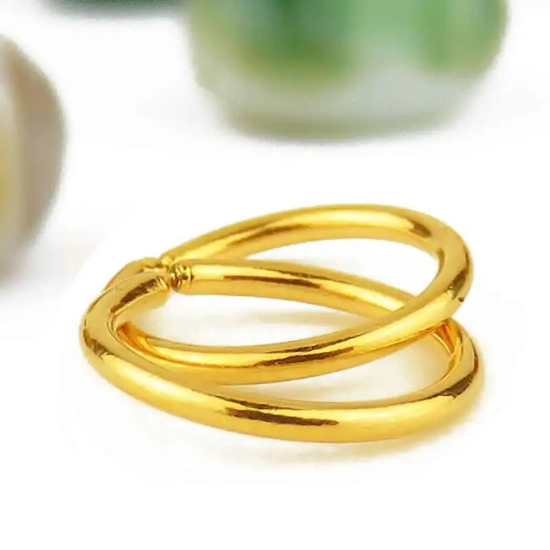 Однотонные 24K серьги из желтого золота Женские 999 Золотые круглые серьги-кольца