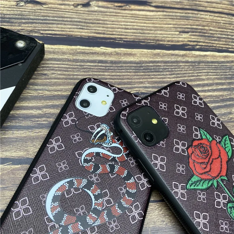 snake GG soft case for iphone 12 MINI 11 pro x xs max xr 8 7 6 6s plus SE 2 silicon phone cover 3d Relief rose coque fundas capa