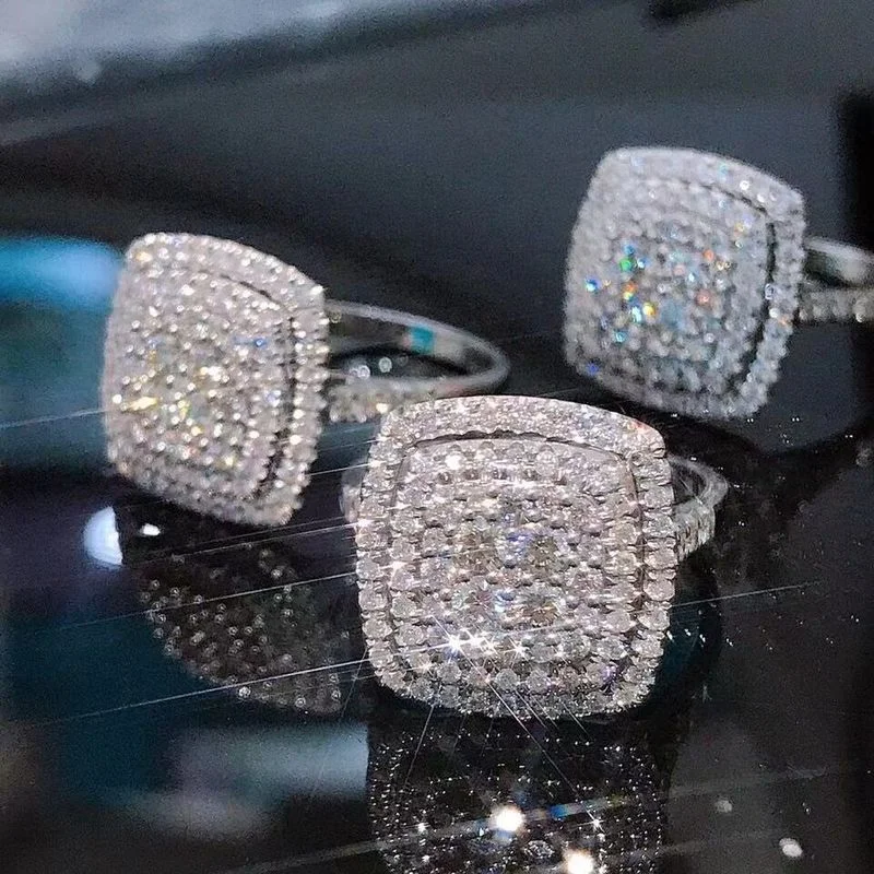 Silver Ring New Big Bling Zircon 925 Sterling Siliver Rings for Women Fashion Wedding Engagement Jewelry for Women