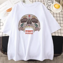 

Halloween Skull Print T-Shirt Women Oversized Loose Tops Summer Fashion Cotton Tees Casual Ladies T-Shirt
