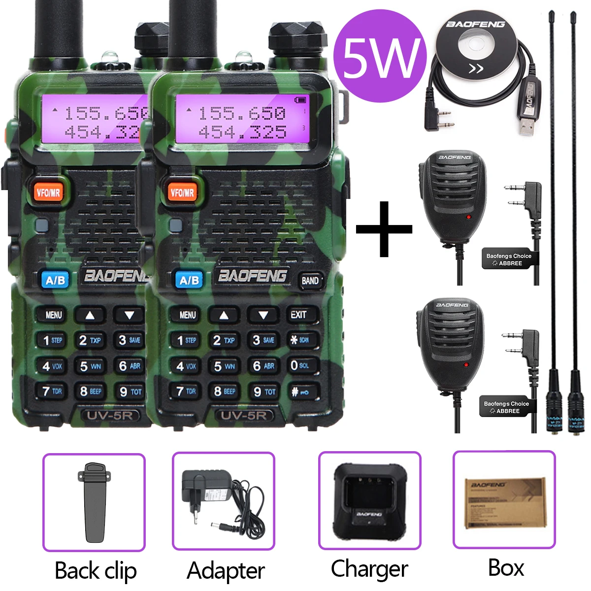 best long range walkie talkie Baofeng BF-UV5R Portable Walkie Talkie Pofung UV-5R VHF/UHF Dual Band Two Way Radio Amateur Radio for Hunting UV-82 UV-9R PLUS military walkie talkie Walkie Talkie