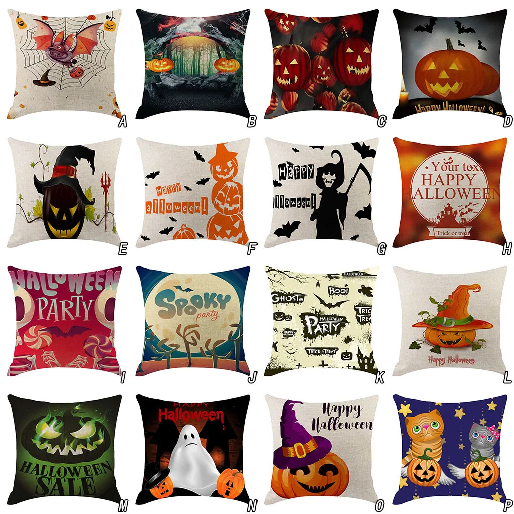 

Halloween Cushion Cover Funny Pumpkin Pillow Cover Pillowcases Decorative Sofa Pillow Case 45*45 Cojines Decorativos Para Of New