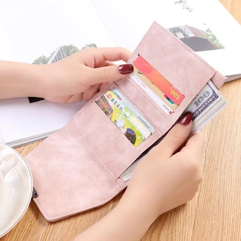 

New Simple Small Purse Female Short Paragraph Folding Mini Wallet Fashion Vintage Hasp Coin Purse Credit Cards Holder Carteira