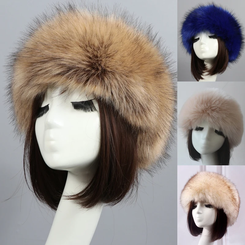 Fur Hat Women Winter Artificial Russian Ushanka Thick Warm Balaclava Caps Earflap Faux Fox Beanies 1pc for Ladies Outdoor
