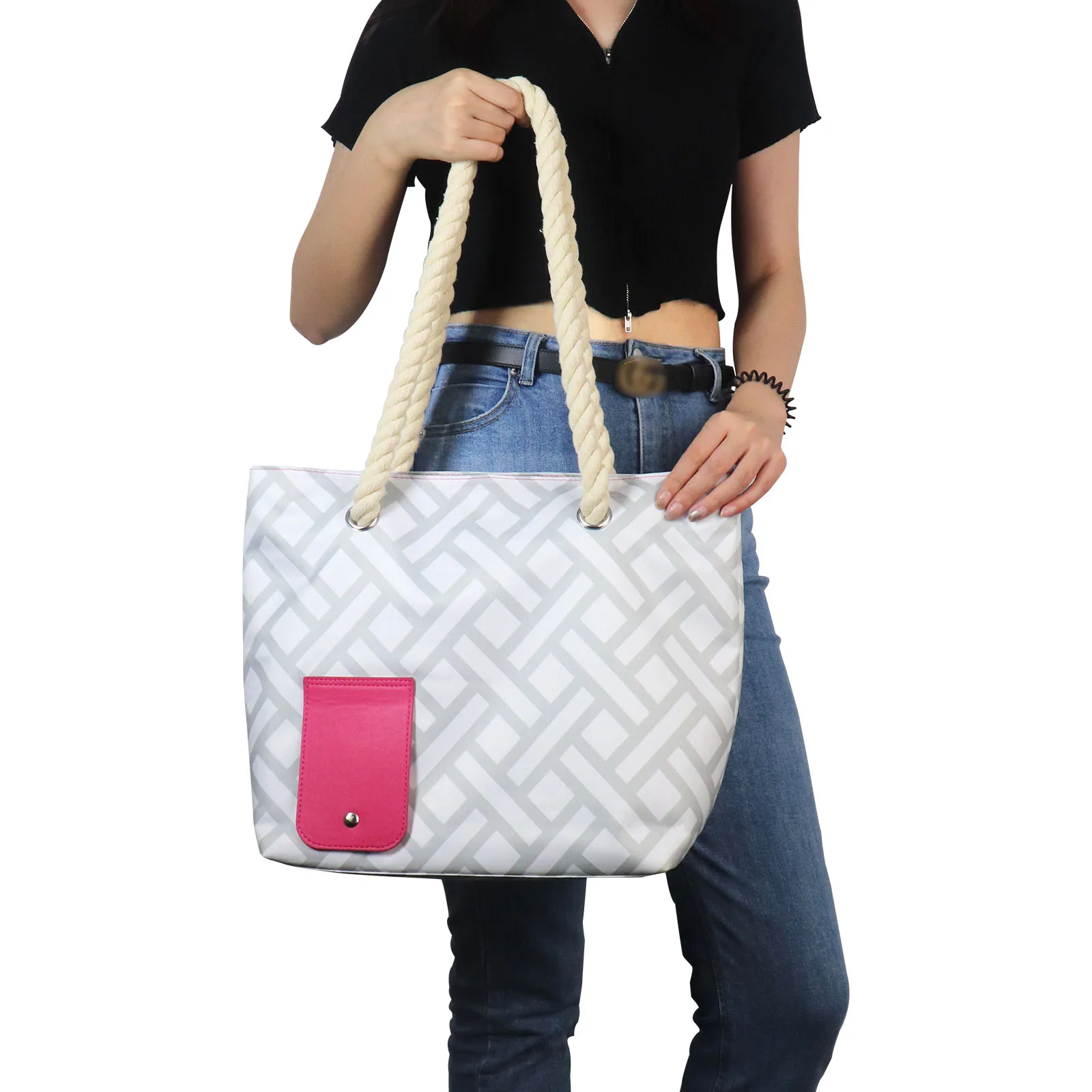 Wessleco Wine Tote Bag with Dispenser Portable Beach Insulated Large Cooler Bag With Hidden Bladder