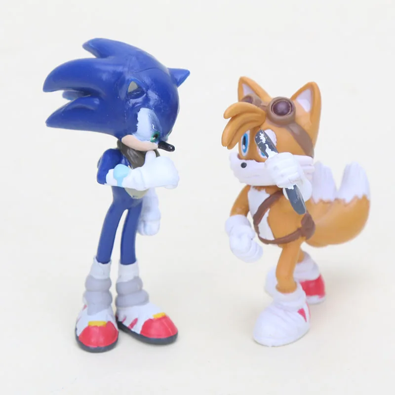 6 шт./компл. фигурки аниме Sonic ПВХ Фигурки персонажей Shadow Tails брелок игрушки Boom