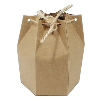 

Retail Birthday Boutique Favor Small Gift Packaging Box Wedding Party Candy Chocolate Craft Packing Hexagon Kraft Paper Box