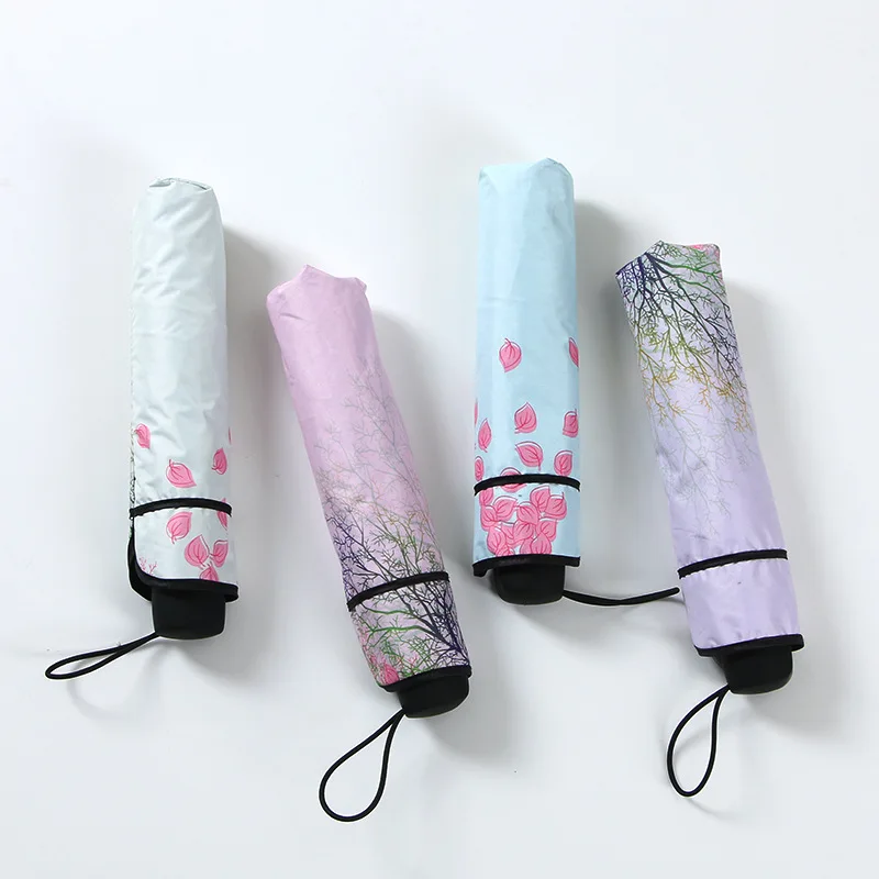 

1pc Travel Portable Women Umbrella Mini Umbrella UV Protection Rain Folding Ladies Small Tri-fold Sun Beach Umbrella