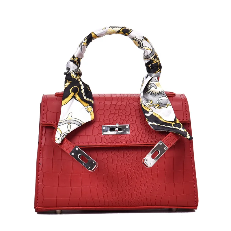 

WOMEN'S Bag New Style 2019 Europe And America Shoulder Bag Chain Bag Crocodile Pattern Silk Scarves Hand Over-the-shoulder Bag M