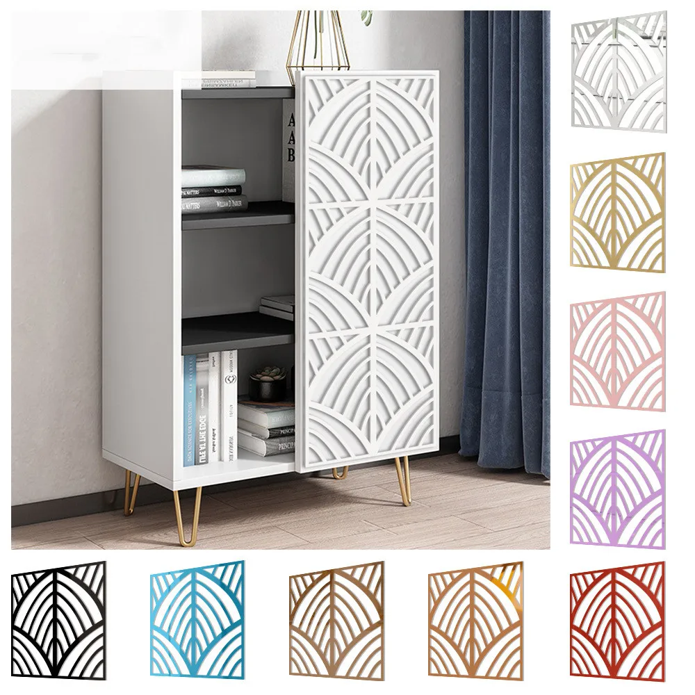 Plant Leaves Acrylic Hollow Mirror Stickers Color Living Room Bedroom Cabinet Furniture Decoration Mirror Decal Wall Sticker 4pc