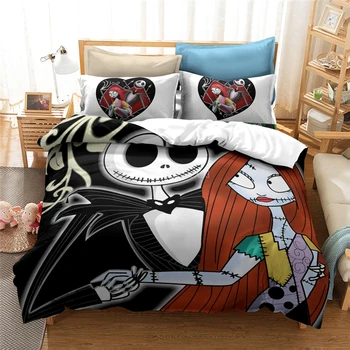 

Popular The Nightmare Before Christmas 3d Bedding Set Adult Kids Cotton Duvet Cover Set Pillowcase Queen King Size Drop Shipping