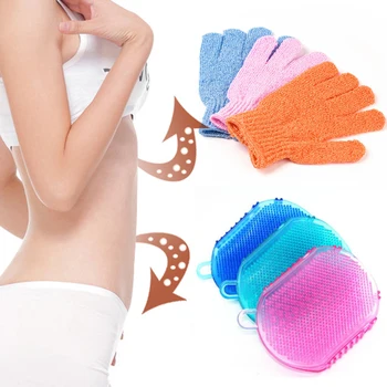 

1/2pcs Bathing Gloves Body Brush Shower Massage Brush Anti-cellulite Brush Wash Body Scrubber Cleaning Exfoliating Gloves