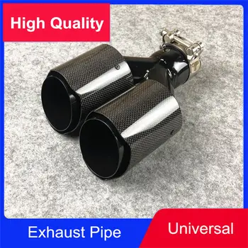 

1 Piece Y Style Equal Length Glossy Black Stainless Steel Universal Car Double Bright Carbon Tail Pipe Exhaust Tip
