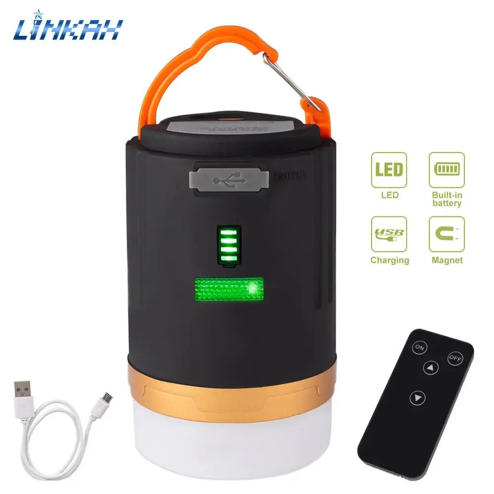 

Remote Control LED Camping Light 3 Modes USB Rechargeable Emergency Lantern with Hanging hook For Outdoor Camping Hiking Fishing