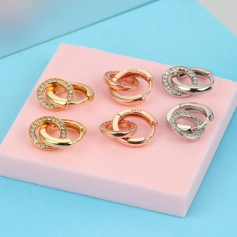 Summer New 925 Sterling Silver Hoop Earrings Original For Women Luxury Fashion Jewelry Party Rose Gold Huggie Earring 2021 Trend