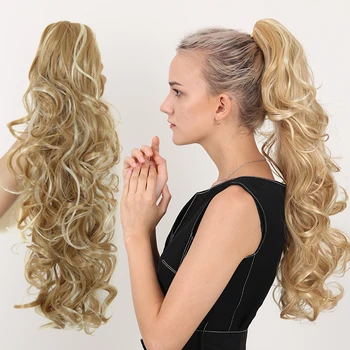 

JINKAILI Synthetic Fiber Claw Clip Wavy Ponytail Extensions Long Thick Wave Ponytail Extension Clip In Hair Extensions For Women