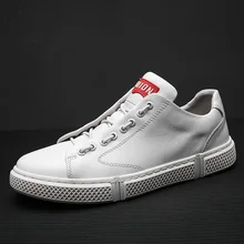Genuine Cow leather Mens Loafers Fashion Sneakers Handmade Moccasins Soft Leather White Slip On Men's Boat Shoe 4#17D50