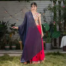 Индийский этнический стиль Женская вышитая сари шифоновая шаль красивый большой хиджаб мягкий Повседневный Шарф