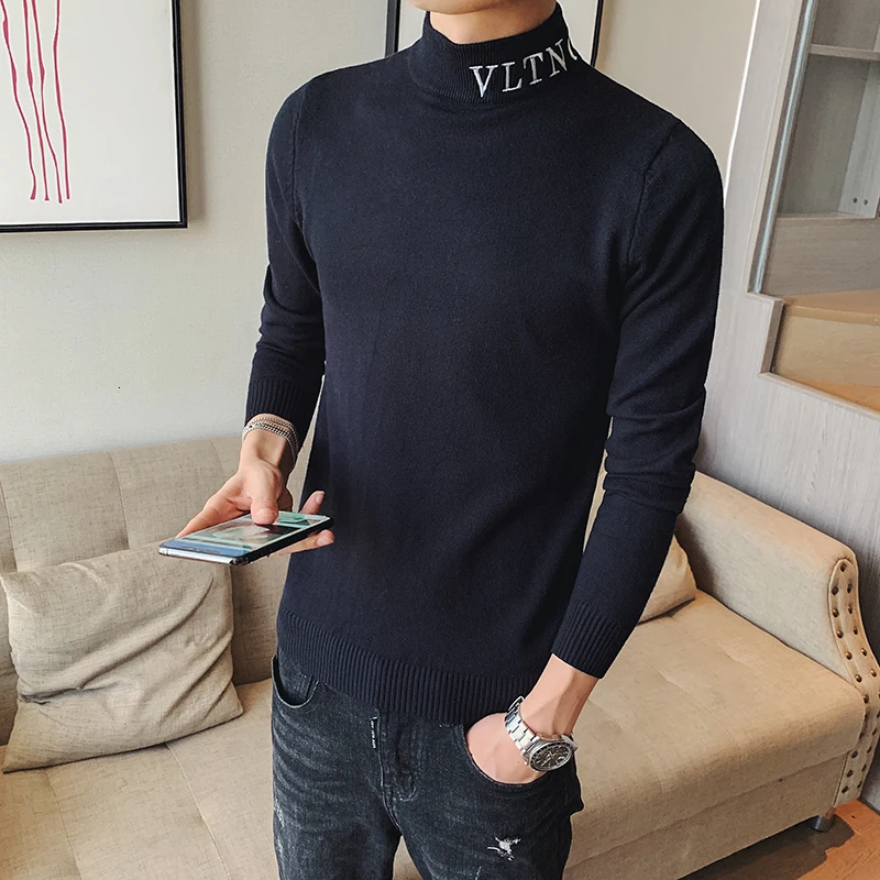 2019 autumn men's sweater Korean version self-cultivation half-high collar long-sleeved casual tide pullover Chinese Style Gray 2019 autumn men's sweater Korean version self-cultivation half-high collar long-sleeved casual tide pullover Chinese Style Gray