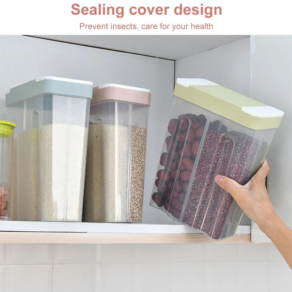 2.6L Food Seal Container 4 grid Rice Beans Flour Storage Jar