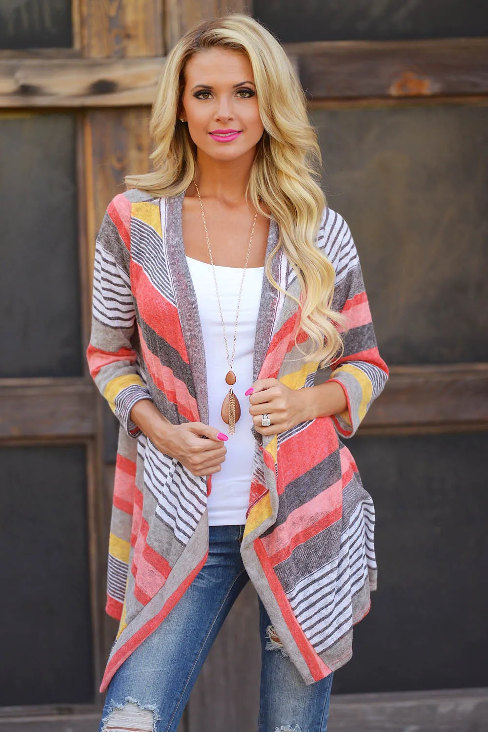 

Irregular Women Long Sleeve Shawl Knitted Open Front Kimono Striped Cardigan Women Blouse sueter mujer invierno 2019 FC