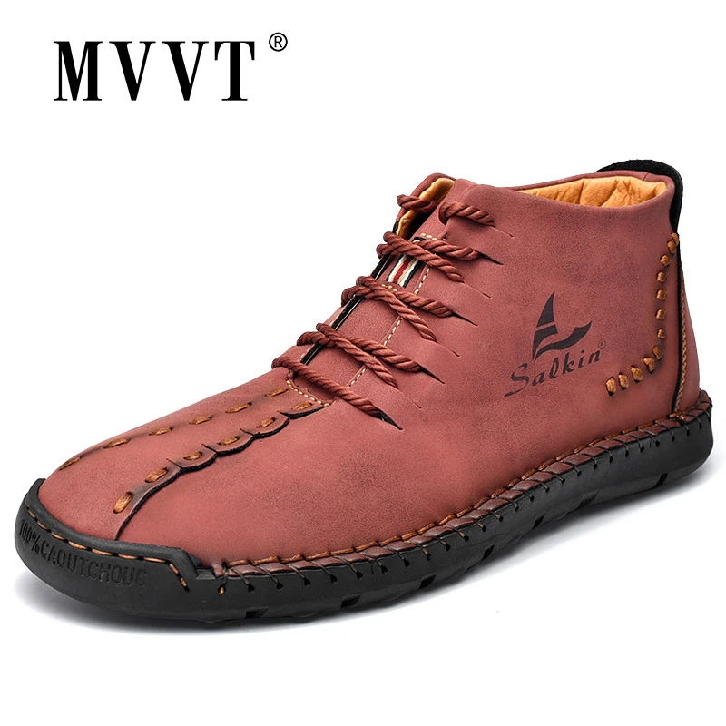 Boots Fashion Handmade Casual Shoes-Spring Khaki Blue New Outdoor Autumn Ankle Men