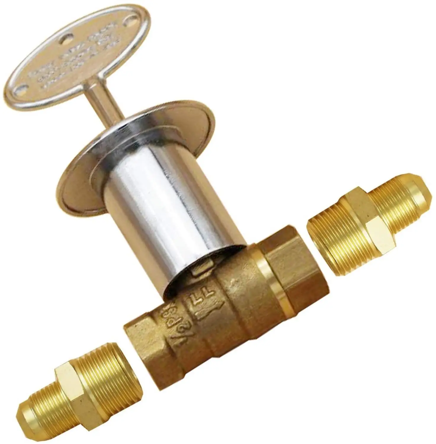 Earth Star 1/2" Npt Brass Gas Control Key Valve For Outdoor Fire Pit