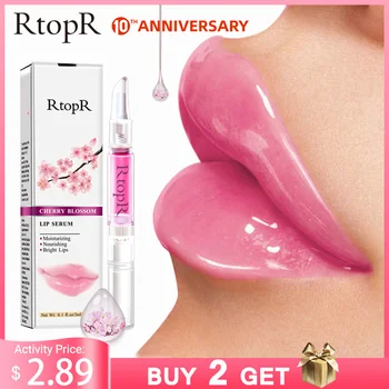 Сыворотка для губ RtopR Cherry Blossom, маска для Восстановления сухих трещин и шелушения, для уменьшения морщин губ, эссенция, увлажняющая, красота, ...