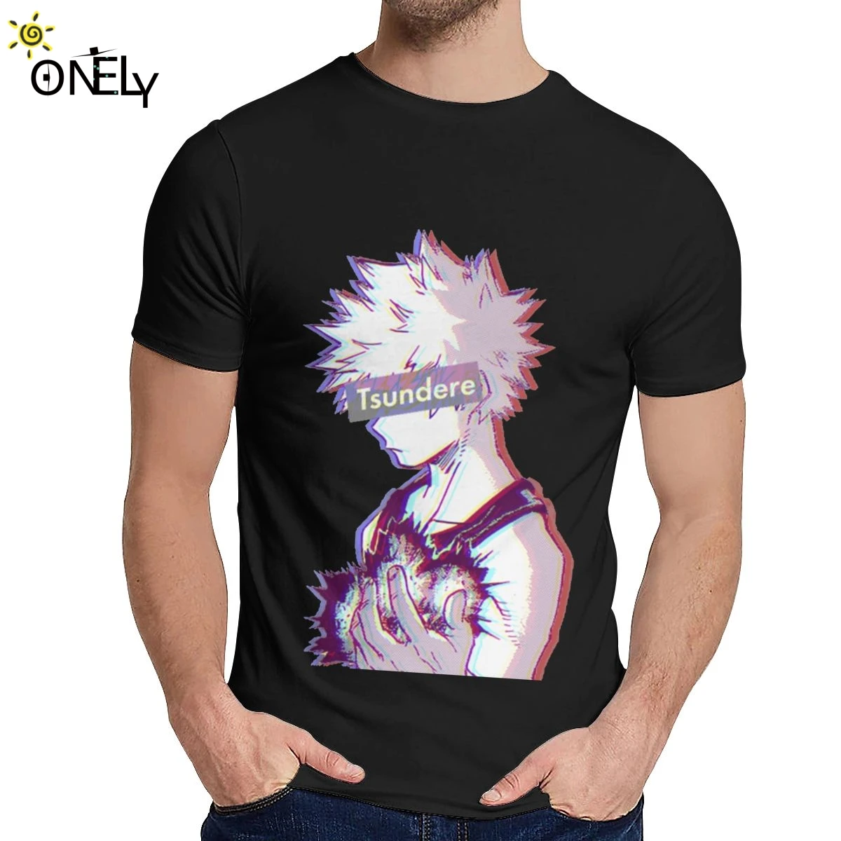 Tsundere Bakugo Boku No Hero academic футболка Классический круглый вырез аниме для мужчин 100%