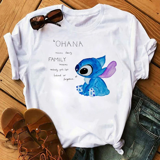 Kawaii Disney Cartoon Stitch T Shirt Men/Women Ohana Lilo Stitch Graphic Tees  Anime Summer Tops Harajuku T-shirt Female 61910