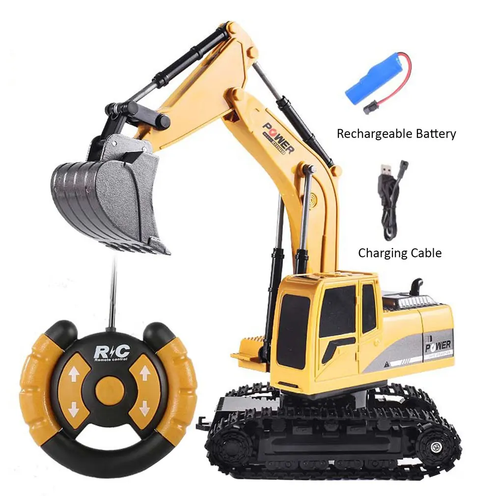 RC Simulation Toy RC Excavator Remote Control Vehicle With Light For Boys Universal Remote Control Toys Children Collection Toys