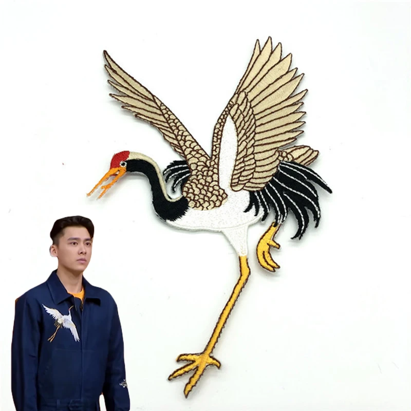 

Fashion style Chinese style fairy crane embroidery patch star with the same paragraph high-end coat decoration labeling