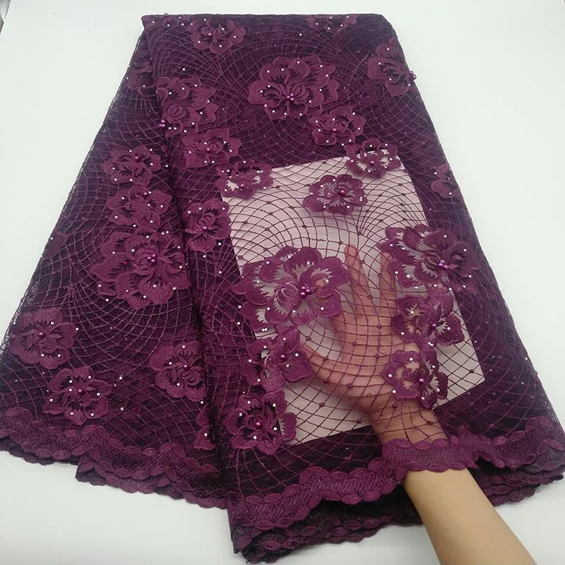 New Orange African Lace Fabric High Quality Nigerian French Tulle Mesh Lace Embroidery with Stones Swiss voile Lace Fabrics