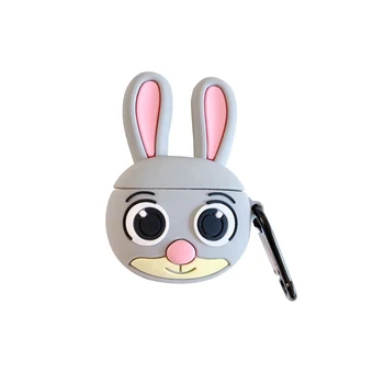 

Long Ears Rabbit Pattern Case Shockproof Silicone Cover Skin Protector with Carabiner for Airpods 1/2 Charging Box Accessories
