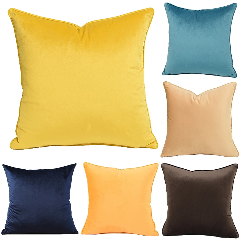 

Sofa Decorative Cushion Cover Plain Color Velvet Multicolor Pillowcase Flannel 45*45 Throwing Pillow Home Decoration Pillowcase
