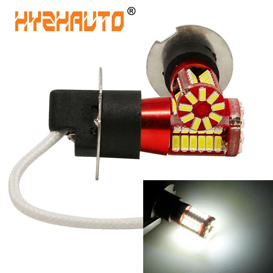 HYZHAUTO 2 шт. H3 светодиодный Автомобильные противотуманные фары белые 57 одов 3014 smd