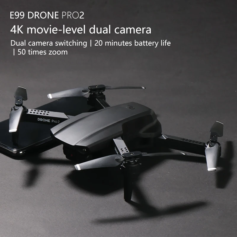 E99 Pro Drone With Dual Cameras Folding Height Wifi Control 50x Zoom Remote Control Aircraft Hd Aerial Quadcopter