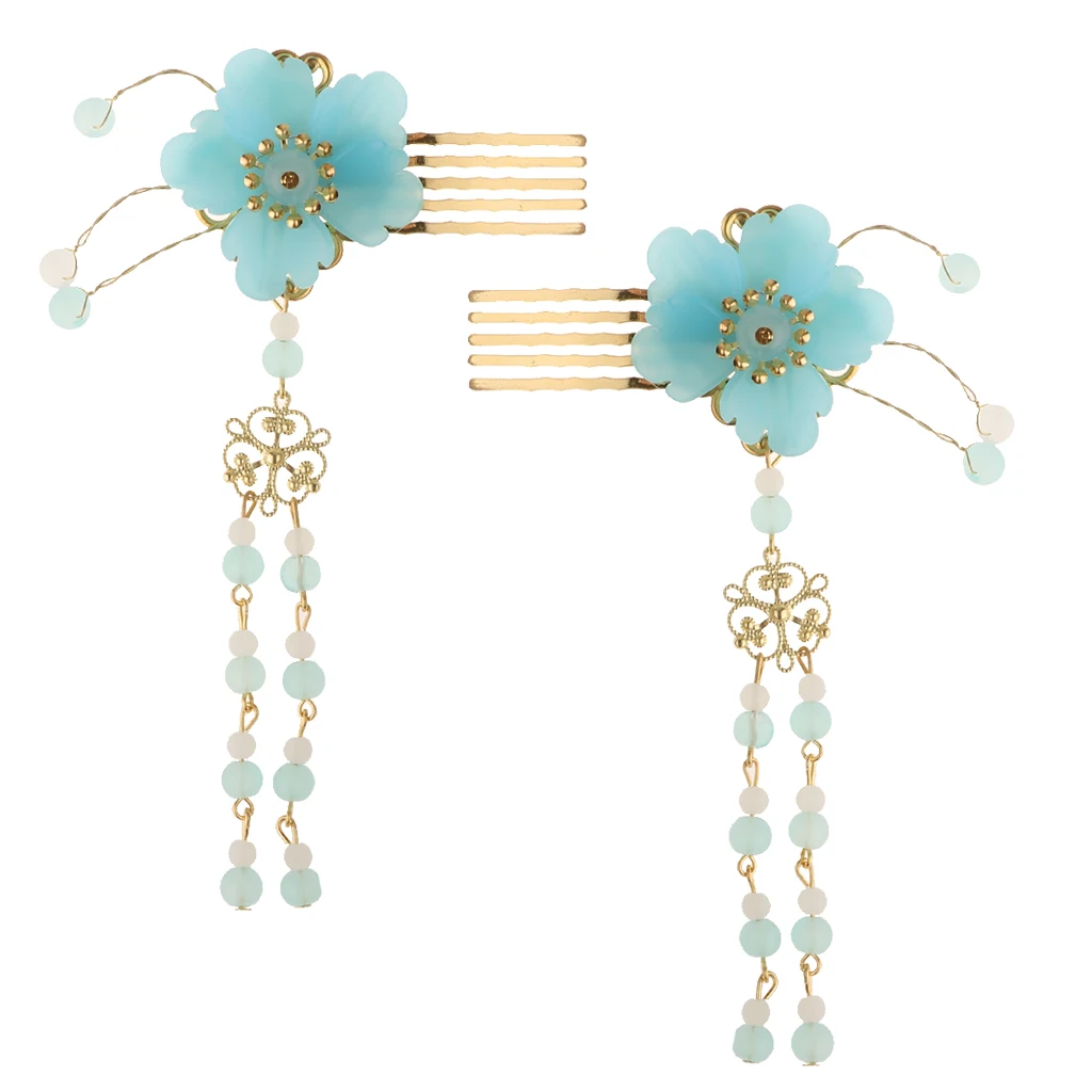 2 Pcs Tassel Hair Clip Ancient Costume Chinese Hair Accessories Hair Comb