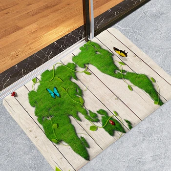 

Nordic Style Wood Pattern Bathroom Mat Rug Soft Crystal Fleece Anti-skid Kitchen Carpet Balcony Doormat Bath Mat for Home Decor