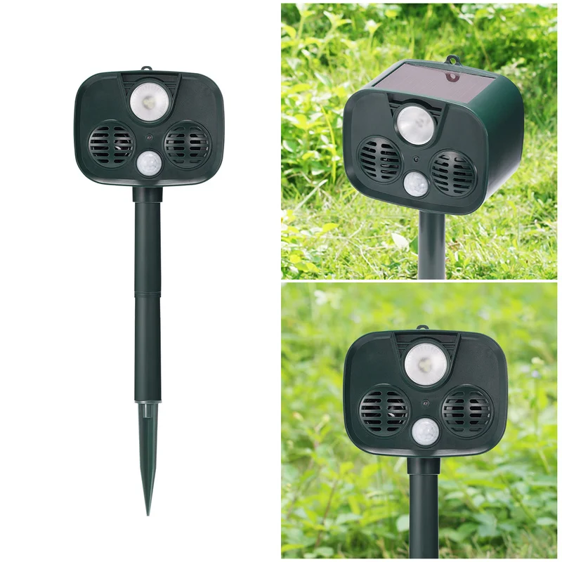 

Outdoor Ultrasonic Solar Pest Repeller Animal Pest Mouse Repeller PIR Sensor Garden Bird Cat Dog Fox Repellent Keep Animals Away