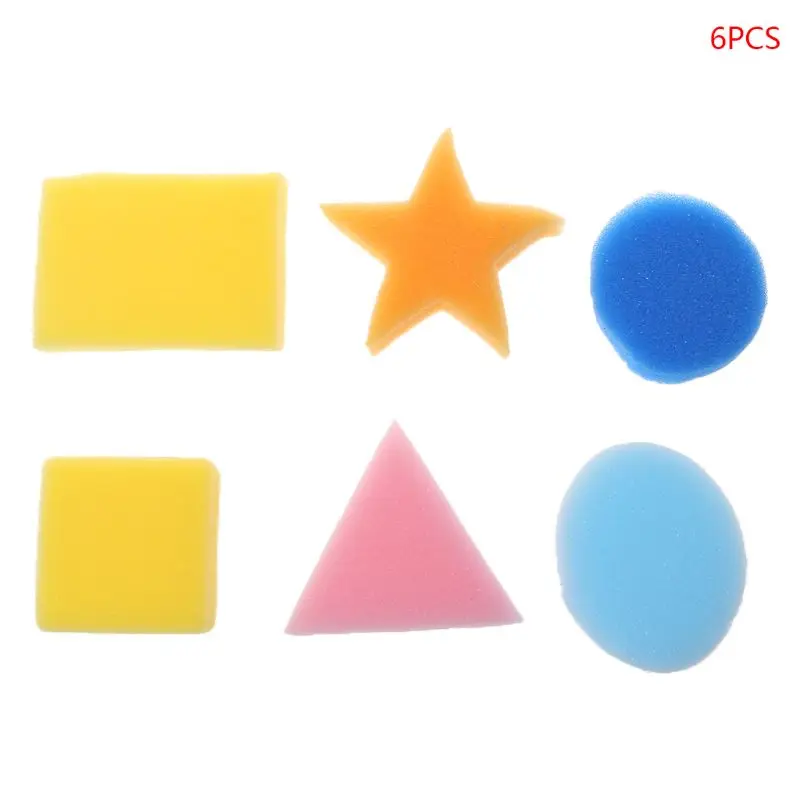 

6 pcs Children Kids Painting Sponge Brush Water-based Paint Toy Geometric Shape Soft Sponges Block