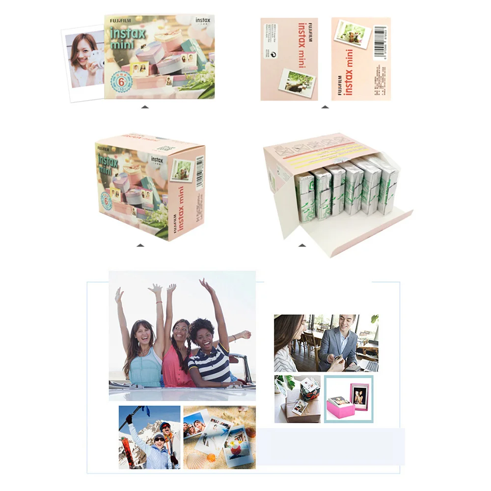 60 Sheets/Set Fujifilm Instax Mini Film Instant Camera White Edge Photo Paper for Instax Mini LiPlay 9 8 7s 25 70 90 SP-2 Camera